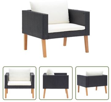 Buitenbank - PE-rattan - 76 x 67 x 60 cm - Zwart - Crèmewit - Montage vereist