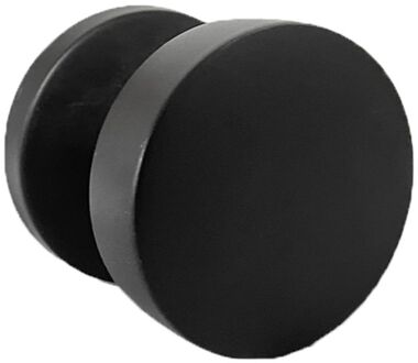 Buitendeurknop Rond Plat - Mat Zwart - Vaste Knop