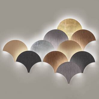 Buitengewone LED wandlamp Palm, walnoot hout donker