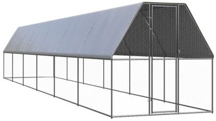 Buitenhok voor kippen 2x12x2 m gegalvaniseerd staal