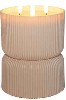 Buitenkaars 3D-vlam zand 13x13x17,5cm beige