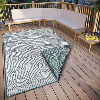 Buitenkleed Dubbelzijdig Flatweave - Groen 330x240cm - Polypropyleen - Dekbed-Discounter.nl