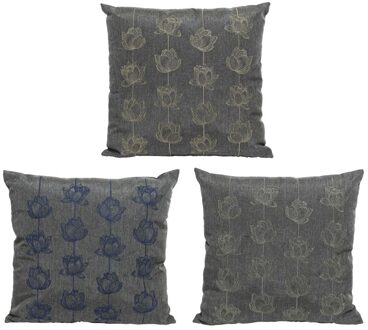 buitenkussen grijs bloem 45x45 assorti