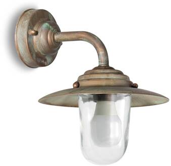 Buitenlamp Chalet hoogte 26cm messing ant./helder antiek-messing, helder