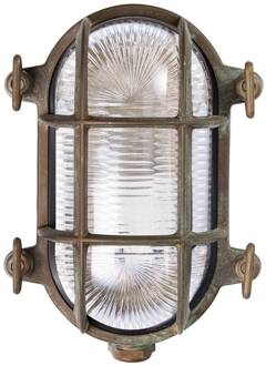 Buitenlamp Tortuga ovaal 17cm messing-ant./helder antiek-messing, transparant