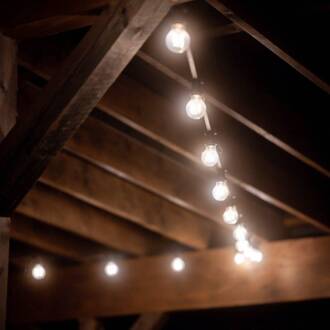 buitenlichtketting Bright, opaal / zwart, 720 cm opaal, zwart