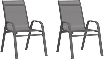 Buitenstoel - grijs - 55 x 65 x 89 cm - stapelbaar - waterbestendig