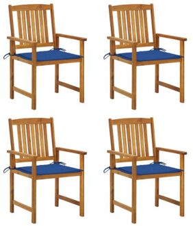 Buitenstoelen - Gelat hout - Acacia - 61x57x92 cm - Koningsblauwe kussens