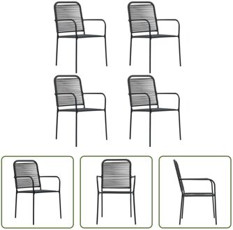 Buitenstoelen Set - katoenen touw - zwart - 56x53.5x85.5 cm