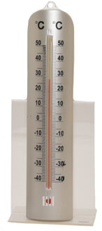 Buitenthermometer - RVS look - 6 x 26 cm - tuin thermometer - Buitenthermometers Zilverkleurig