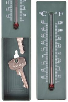 Buitenthermometer - sleutel verstopplek - groen - 16 cm - Buitenthermometers Multikleur