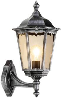 Buitenwandlamp 1110 lantaarn staand zwart-zilver zwart, zilver