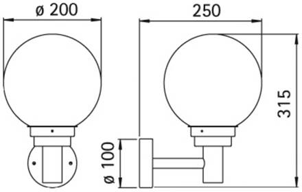 Buitenwandlamp 155, roestvrij staal, glas, bol, Ø 20 cm wit, roestvrij staal