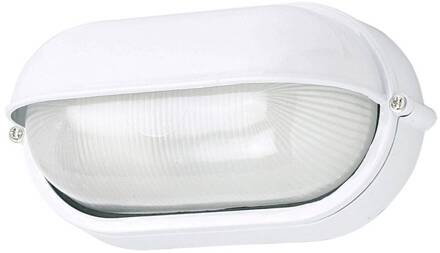 Buitenwandlamp 400180 ovaal, wit wit, gesatineerd