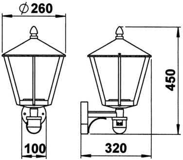 Buitenwandlamp 671, wit met bewegingsmelder duidelijk