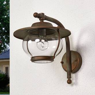 Buitenwandlamp Adessora, antiek messing antiek messing, koper, helder