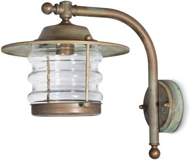 Buitenwandlamp Adessora lantaarn zeewaterbestendig antiek messing; koper, helder