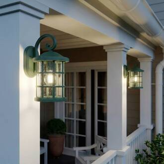 buitenwandlamp Ankea, groen, hoogte 37 cm, IP23, E27 groen, helder