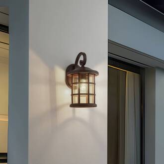 buitenwandlamp Ankea, roest/amber, 37 cm, IP23, E27 roestkleurig, amber