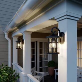 buitenwandlamp Ankea, zwart, hoogte 37 cm, IP23, E27 zwart, helder