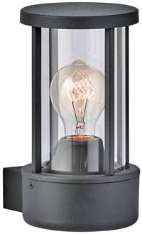Buitenwandlamp Aspen, moderne lantaarnvorm donkergrijs, helder