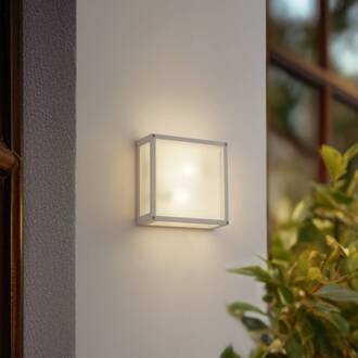 buitenwandlamp Aurelien, wit, sensor, 25 x 25 cm wit, melkglas