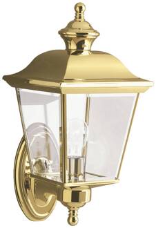 Buitenwandlamp Bay Shore, fitting boven. goud gepolijst messing, helder