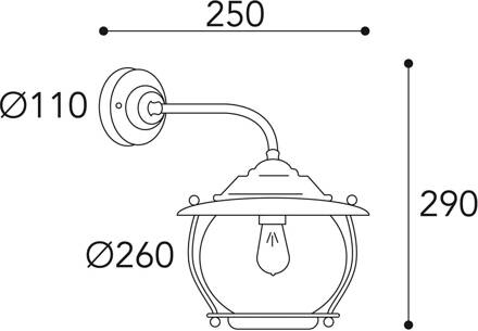 Buitenwandlamp Betulle 2060 messing antiek antiek messing, helder