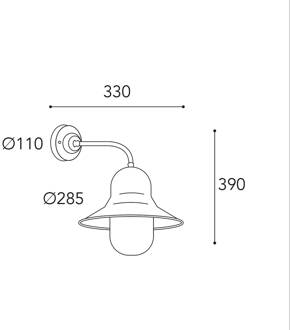 Buitenwandlamp Campanula 2090 antiek messing diepte 33 cm IP44 antiek messing, helder