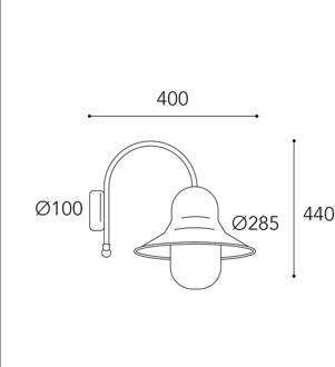 Buitenwandlamp Campanula 2091 antiek messing diepte 40 cm IP44 antiek messing, helder