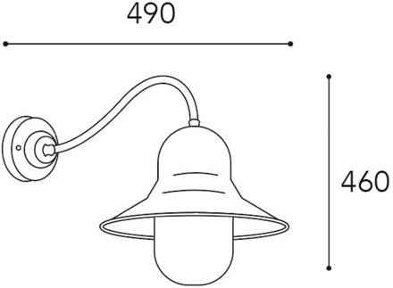 Buitenwandlamp Campanula 2093 messing antiek diepte 49 cm IP44 antiek messing, helder