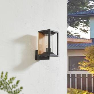 buitenwandlamp Candina, zwart, aluminium, IP65 zwart, transparant