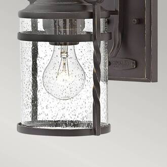 Buitenwandlamp Casa S in lantaarnvorm, 1-lamp zwart antiek, helder