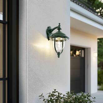 buitenwandlamp Clint, groen, down, IP44 groen, transparant