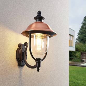 buitenwandlamp Clint, koper, up, zeewaterbestendig zwart, koper, transparant