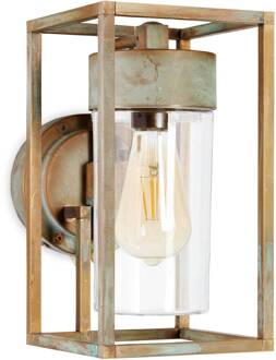Buitenwandlamp Cubic 3372 antiek messing/helder antiek-messing, transparant