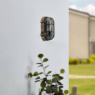 buitenwandlamp Daaje, goudkleurig, 16 cm, aluminium geborsteld goud, transparant