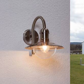 buitenwandlamp Damion, 30 cm, roestvrij staal, E27, IP44 roestvrij staal, helder