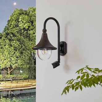 buitenwandlamp Daphne, antiek zwart, sensor, E27 antiek zwart, helder