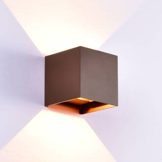 Buitenwandlamp Davos, corten, hoekig, dimbaar aluminium