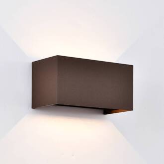Buitenwandlamp Davos dubbel, cprtem, dimbaar aluminium corten