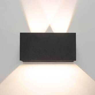 Buitenwandlamp Davos dubbel, grijs, dimbaar, aluminium donkergrijs