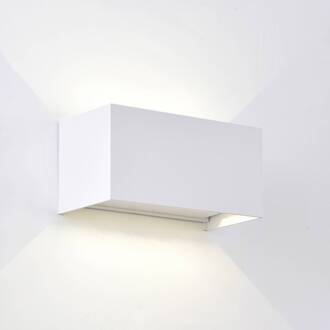 Buitenwandlamp Davos dubbel, wit, dimbaar, aluminium