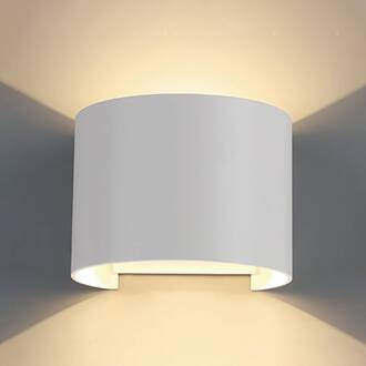 Buitenwandlamp Davos rond, wit, dimbaar, aluminium