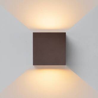 Buitenwandlamp Davos XL, corten, hoekig, dimbaar, aluminium