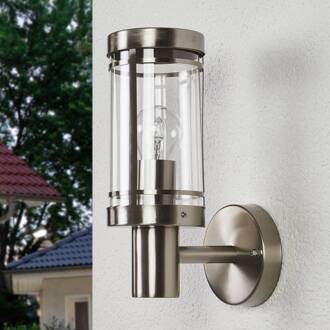 buitenwandlamp Djori, aluminiumkleurig, roestvrij staal, E27 roestvrij staal, helder