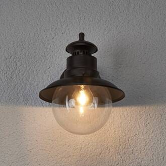 buitenwandlamp Eddie, roestkleurig, metaal, IP44, E27 roestbruin, helder