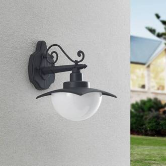 buitenwandlamp Elinda, hoogte 29 cm, antraciet, glas antraciet, wit