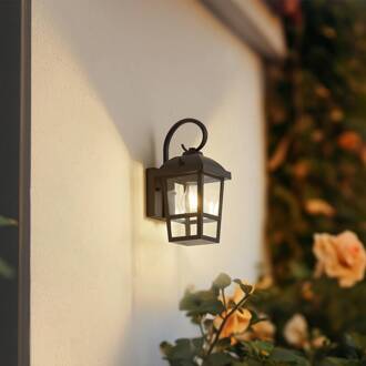 buitenwandlamp Eloane, zwart, roestvrij staal, 29 cm zwart, transparant