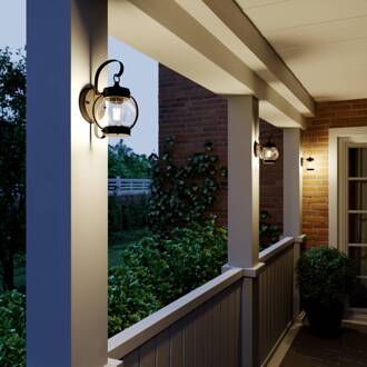 buitenwandlamp Gerlo, roestbruin, metaal, 26 cm, E27 roestbruin, helder